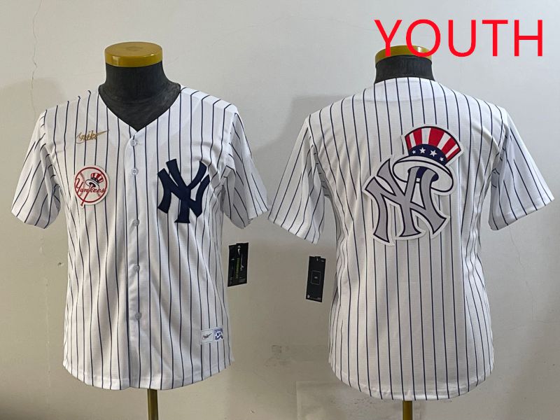 Youth 2025 New York Yankees Blank White Stripe Throwback Nike MLB Jersey style 11